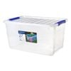 Sistema Storage Bin & Nested Lid Stackable Hinged Clips Clear 27l 494x322x258mm Home Office Garage Laundry Organization