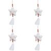 4x LVD White/Gold Hanging Star Polyester Christmas Ornament Festive Decor 14cm