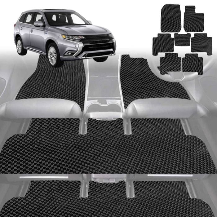6D Diamond Car Floor Mats for Mitsubishi Outlander 2018-2021-Ultimate Set-Black-Outback GT
