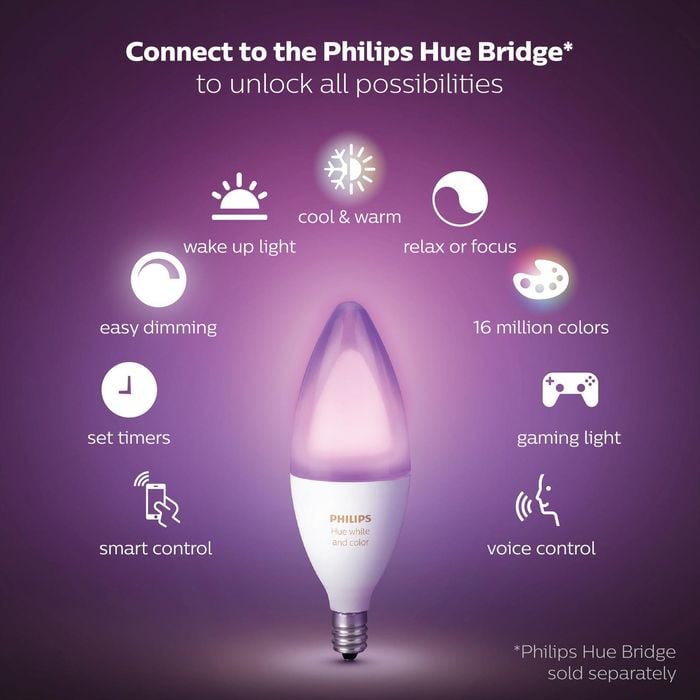 Philips Hue P45 E14 LED 470lm Colour 6W Smart Candle Bunnings Australia