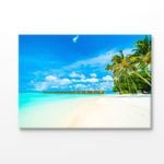 Maldives Island With Palms Tree Print 100% Australian Made 75x50cm (Stretched Canvas)