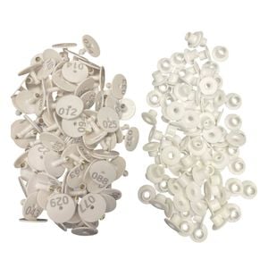1-100 Cattle Number Ear Tag Set - Round White Pig Sheep Goat Livestock Label
