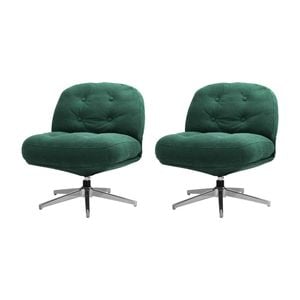 Oikiture 2x Armchair Swivel Lounge Chair Padded Accent Chairs Polyester Green