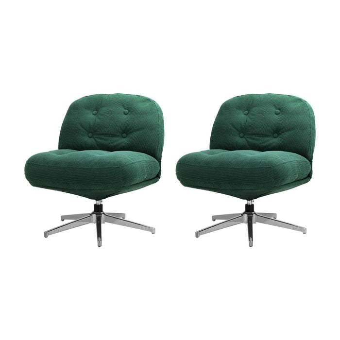 Oikiture 2x Armchair Swivel Lounge Chair Padded Accent Chairs Polyester Green