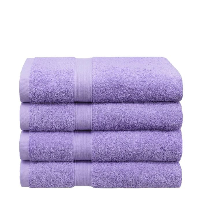 LINENOVA 4 Pack Bath Towel Set 100% Cotton Extra Soft Towels 68 x 132cm - Lavender