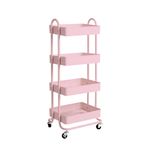 Levede 4 Tiers Storage Trolley in Pink Colour