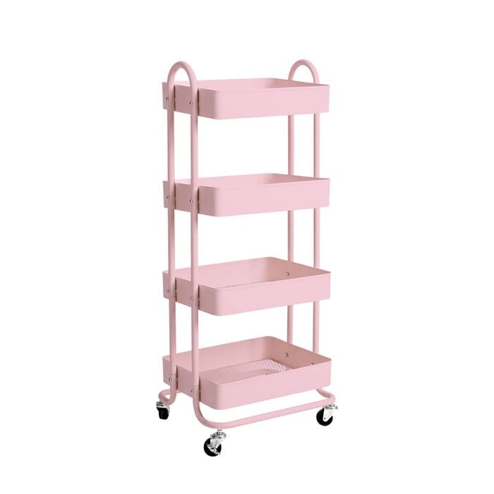 Levede 4 Tiers Storage Trolley in Pink Colour