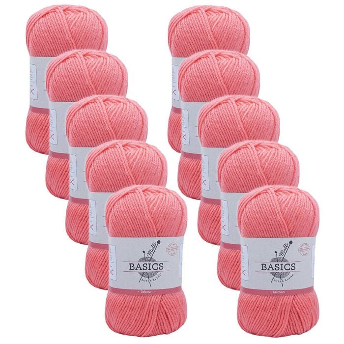 10pk Malli Super Blend Basic Crochet Knitting Yarn 8ply 100g 16x9cm Salmon