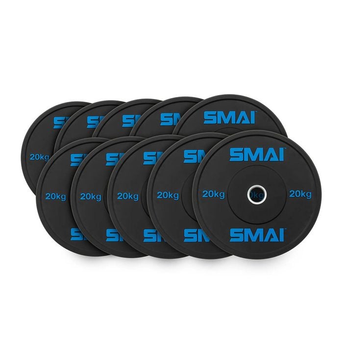 Smai Hd Bumper Plates Set - 5 Pairs Of 20kg (200kg) - Black