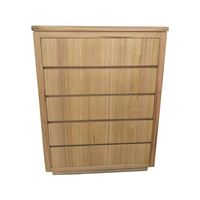 Rosemallow Tallboy 5 Chest of Drawers Solid Messmate Wood Bed Storage Cabinet
