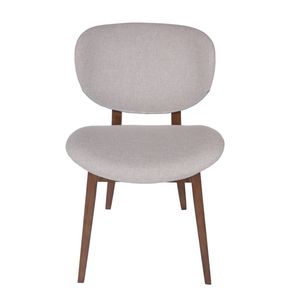 SK Designer Living | Nobu Upholstered Dining Chair | Walnut Legs - Light Grey Fabric