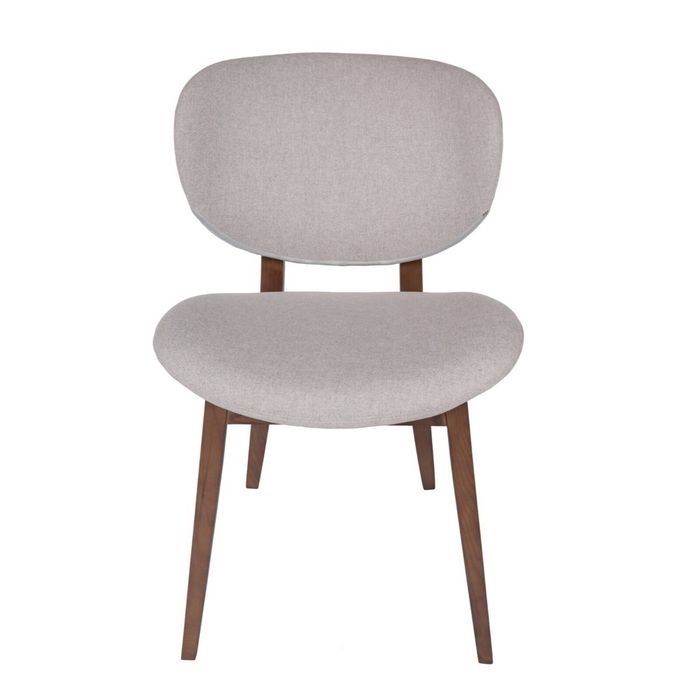 SK Designer Living | Nobu Upholstered Dining Chair | Walnut Legs - Light Grey Fabric