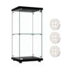 Stacked Display Cabinet 2-Tier Glass Door Black with LED lights