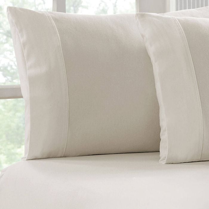 Park Avenue Double Cotton Flannelette Fitted & Pillowcase Set - Sand