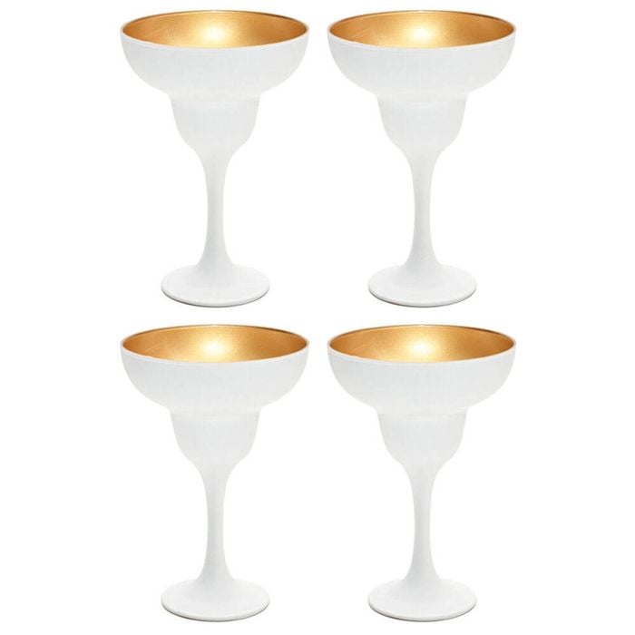 4pc Artcraft Luna Classic Martini Glass Beverage Drinkware 305ml White/Gold
