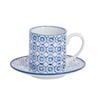 Nicola Spring Hand-Printed Espresso Cup and Saucer Set - Small Japanese Style Stoneware Coffee Mug - 65ml