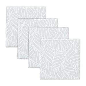 4pc Rayell Ceramic Printed Coasters Leaf Love Grey
