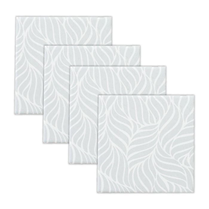 4pc Rayell Ceramic Printed Coasters Leaf Love Grey