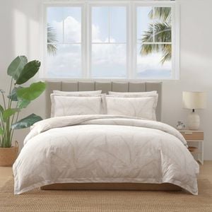 Tommy Bahama 100% Cotton Pepple Palm Quilt Cover Set King Bed Light Beige