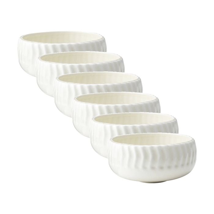 6pk Ecology Ritual Rippled Porcelain Hug Bowl Frost Off White 16.5cm