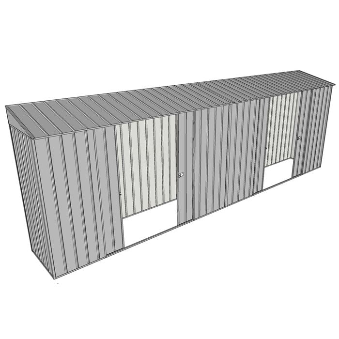 Build-a-Shed 0.8 x 6 x 2m Skillion Shed with Dual Double Sliding Side Doors - Zinc