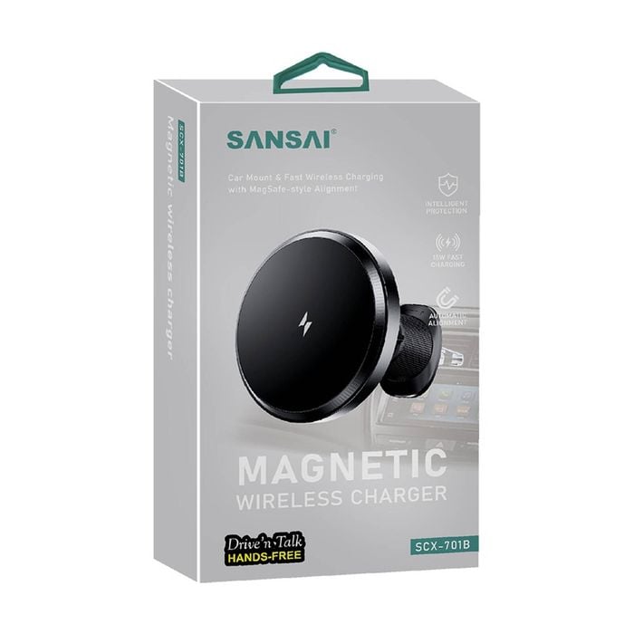Sansai Magnetic Car Charger Magsafe Compatible Fast Wireless 15w