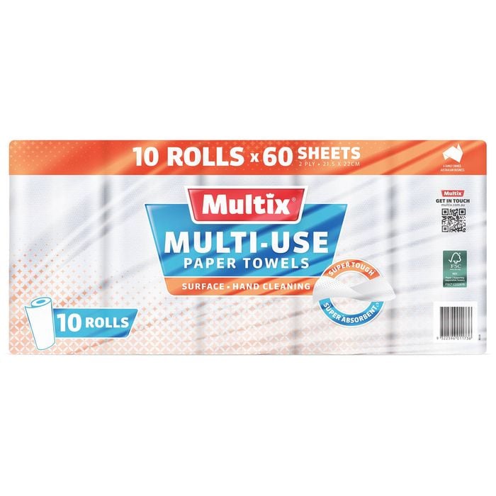 Multix Paper Towels - 10 Pack X 60 Sheets 