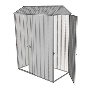 Build-a-Shed 0.8 x 1.5 x 2.1m Gable Singled Hinged Door Shed with Single Sliding Side Door - Zinc