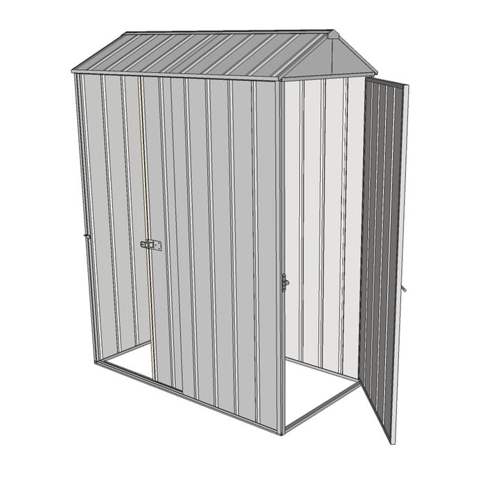 Build-a-Shed 0.8 x 1.5 x 2.1m Gable Singled Hinged Door Shed with Single Sliding Side Door - Zinc