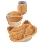 Tiny Dining 4pc Bamboo Fox Baby Feeding Set with Suction Cup