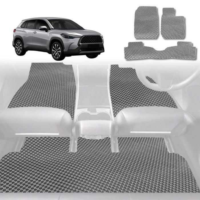 6D Diamond Car Floor Mats for Toyota Corolla Cross 2020-Current-Full Set-Grey-Outback GT
