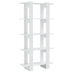 vidaXL Book Cabinet/Room Divider High Gloss White Engineered Wood Bookcase