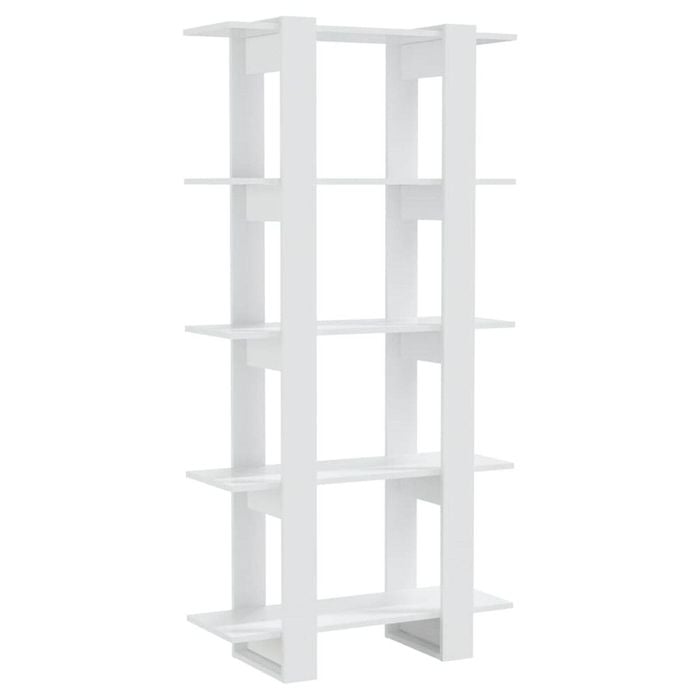 vidaXL Book Cabinet/Room Divider High Gloss White Engineered Wood Bookcase