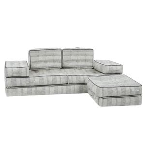 Agura 10-Piece Modular Setting Lounge Couch Tufted Cotton Woven Fabric