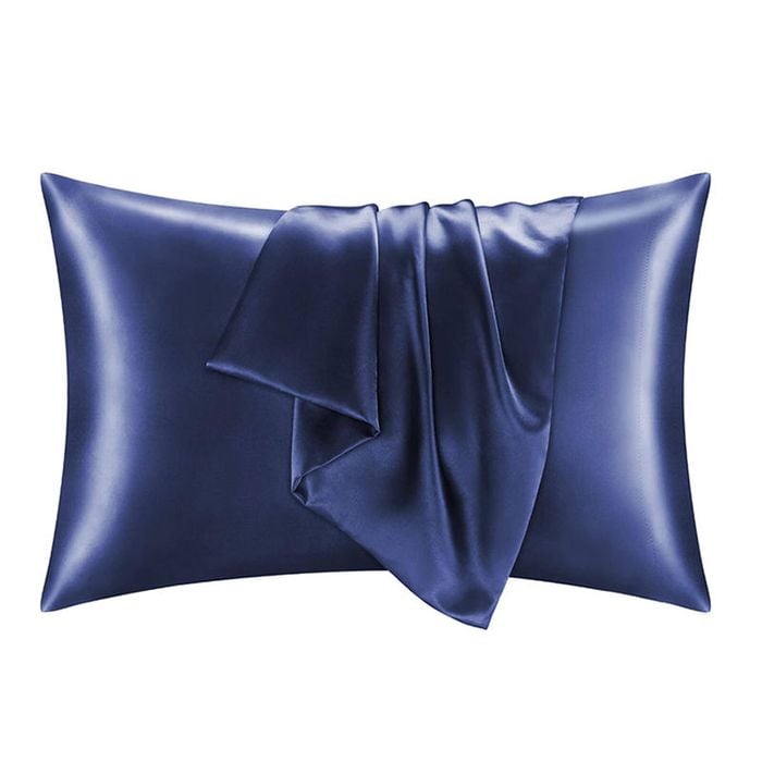 Catzon 2 Pcs 51 X 66cm Satin Pillowcases for Hair and Skin with Envelope Closure-Navy Blue(S)