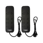 CordTech 8 Outlet Power Board With Surge - 2 Pack