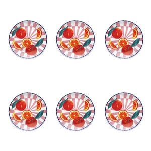 6PK Porto Valentina Porcelain Round Side Plate Tangerine 20cm