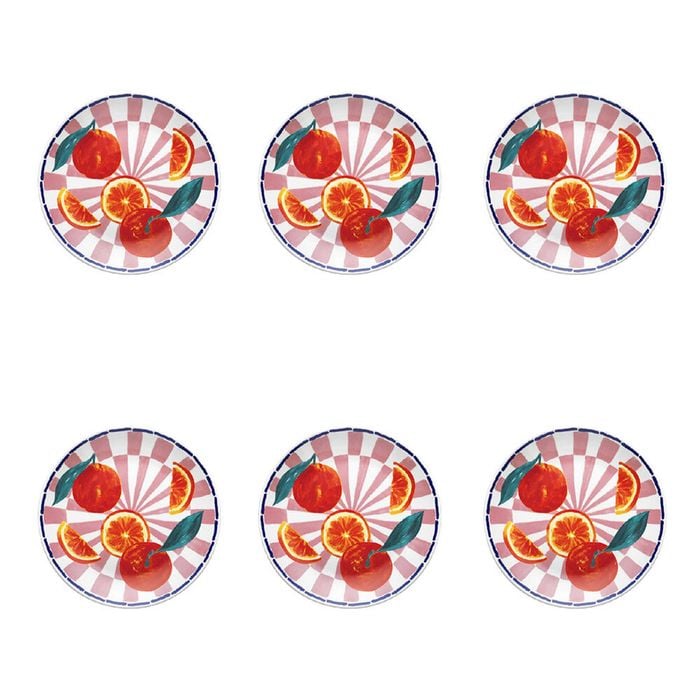 6PK Porto Valentina Porcelain Round Side Plate Tangerine 20cm