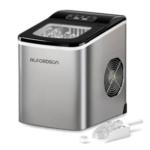 ALFORDSON Portable Ice Maker Machine Commercial 12kg Ice Cube Tray 2.2L Silver