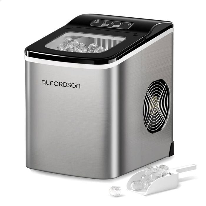 ALFORDSON Portable Ice Maker Machine Commercial 12kg Ice Cube Tray 2.2L Silver