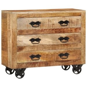 vidaXL Sideboard with 3 Drawers Storage Cabinet Cupboard Solid Rough Wood Mango