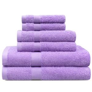 LINENOVA 6x Cotton Bath Towels Set Hand Towels Face Towels 550GSM - Lavender