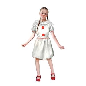 More Than Party Kids Halloween Evil Clown Costume Shiny Dress Pom-Poms 6-9y