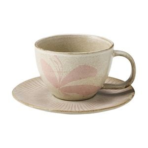 2pc Ecology Hand Drawn Floral Silhouettes Cecile Tea Cup & Saucer 290ml