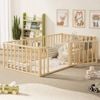 Oikiture 2-in-1 Kids Bed Play Centre Fence Gate Single Wood