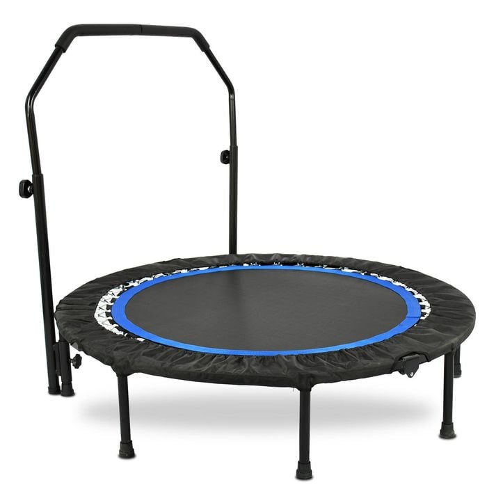 Advwin 48" Mini Trampoline Rebounder Max Load 200KG with Adjustable Foam Handle Suitable for Adult and Kids Blue