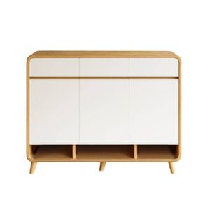 Foret Shoe Cabinet Shelf Modern Large Storage Cupboard 2 Drawers 120cm White