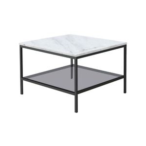 HomeStar Leonardo Marble Open Shelf Rectangular Coffee Table Metal Frame - White/Black