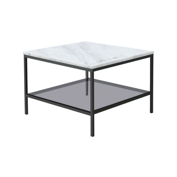 HomeStar Leonardo Marble Open Shelf Rectangular Coffee Table Metal Frame - White/Black