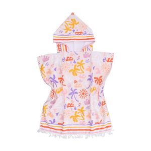 LVD Kids Multicoloured Summer Print Microfibre Poncho Towel W/ Pockets 70x70cm